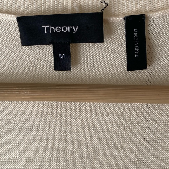 Theory Ivory 100% Merino Wool Open Front Sleeveless Duster Cardigan M - Picture 3 of 7